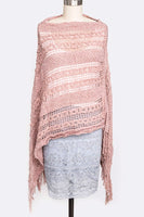 Loose Knit Fringe Poncho