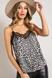 Hanna Lace Trim Leopard Print Tank Top