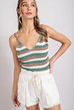 Lola Striped V-Neck Sweater Knit Tank Top