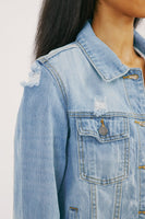 Zara Distressed Light Denim Jacket