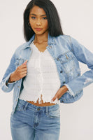 Zara Distressed Light Denim Jacket