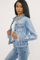 Zara Distressed Light Denim Jacket