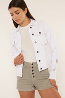 Zeena Distressed White Denim Jacket