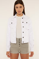 Zeena Distressed White Denim Jacket