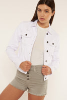 Zeena Distressed White Denim Jacket