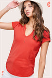 Eva U-Neck Textured Short Sleeve Top