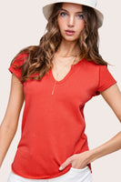 Eva U-Neck Textured Short Sleeve Top