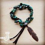 Double Strand Natural Turquoise Bracelet with Feather