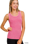 Zuri Washed Ribbed Scoop Neck Tank Top