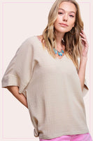 Nylah Oversized V-Neck Short Sleeved Top