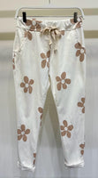 Ester Beige Flower Print Crinkle Jogger