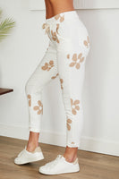 Ester Beige Flower Print Crinkle Jogger