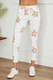 Ester Beige Flower Print Crinkle Jogger