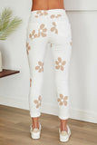 Ester Beige Flower Print Crinkle Jogger