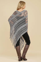 Crochet Native Pattern Sparkle Poncho-Asst Colors