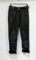 PU Coated Black Crinkle Jogger