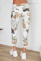 Garden Leaves Print Crinkle Jogger