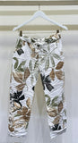 Garden Leaves Print Crinkle Jogger