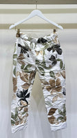 Garden Leaves Print Crinkle Jogger