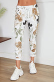 Garden Leaves Print Crinkle Jogger