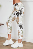 Garden Leaves Print Crinkle Jogger