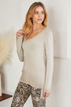 Mineral Wash Beige Long Sleeve Top