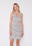 Joey Floral Sleeveless Tie Neck Smocked Mini Dress