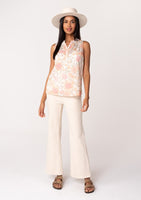 Shelly Sheer Floral Button Front Tank Top