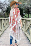 Beige Multi Printed Tassel Kimono