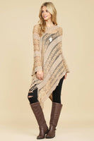 Crochet Native Pattern Sparkle Poncho-Asst Colors