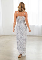 Mila Printed Lace Insert Spaghetti Strap Maxi Dress