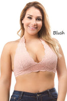 PLUS SIZE LACE HALTER BRALETTE