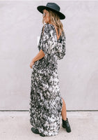 Diamond Kimono Sleeve Maxi Dress