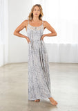 Mila Printed Lace Insert Spaghetti Strap Maxi Dress