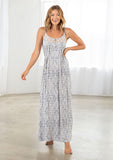 Mila Printed Lace Insert Spaghetti Strap Maxi Dress