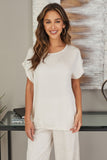 Eileen Drop Shoulder Beige Top