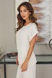 Eileen Drop Shoulder Beige Top