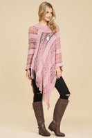 Crochet Native Pattern Sparkle Poncho-Asst Colors