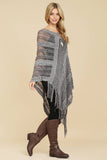 Crochet Native Pattern Sparkle Poncho-Asst Colors