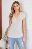 Vikki Raw Edge Fitted V-Neck Tee