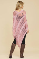 Crochet Native Pattern Sparkle Poncho-Asst Colors