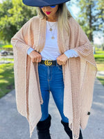 Taupe Lace Knit Soft Shawl Cardigan