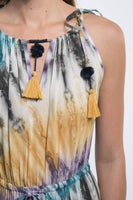 Bali Tie Dye Festival Maxi Dress with Tassels