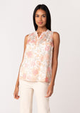 Shelly Sheer Floral Button Front Tank Top