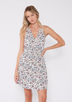 Joey Floral Sleeveless Tie Neck Smocked Mini Dress