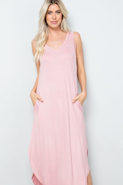 Drew V-Neck Midi Tank Dress