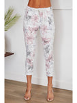 Ellie Floral Print White Crinkle Jogger