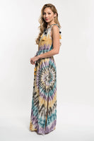 Bali Tie Dye Festival Maxi Dress with Tassels