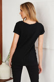 Vikki Raw Edge Fitted V-Neck Tee