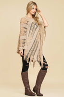 Crochet Native Pattern Sparkle Poncho-Asst Colors